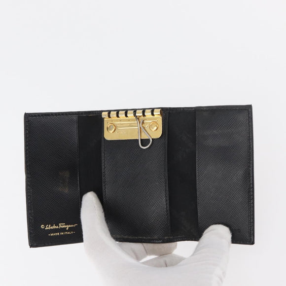 Salvatore Ferragamo Key Case Leather 10 Set Black Red Brown Auth CB271