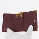 CARTIER Key Case Leather 10 Set Black Bordeaux Auth CB272-14