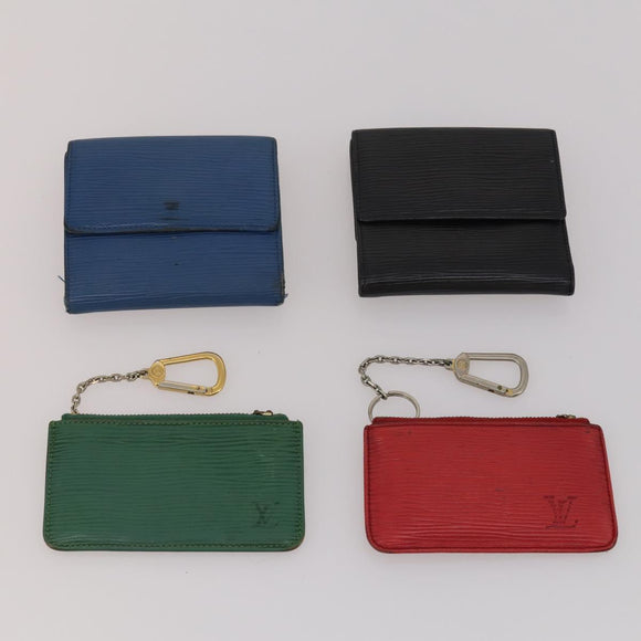 LOUIS VUITTON Epi Wallet 10 Set Black Red LV Auth CB283