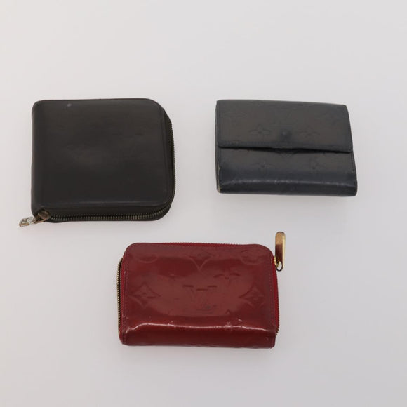 LOUIS VUITTON Monogram Vernis Matte Wallet 10 Set Black Red LV Auth CB285