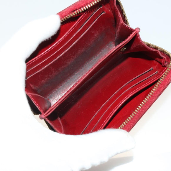 LOUIS VUITTON Monogram Vernis Matte Wallet 10 Set Black Red LV Auth CB285
