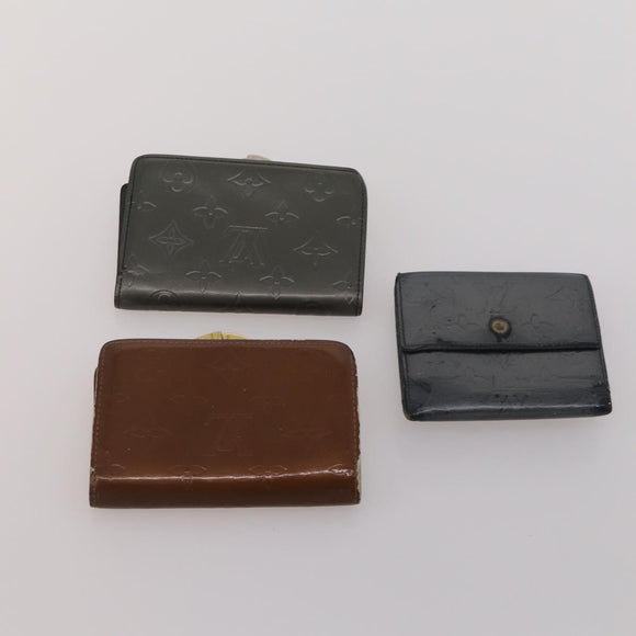 LOUIS VUITTON Monogram Vernis Matte Wallet 10 Set Black Red LV Auth CB285