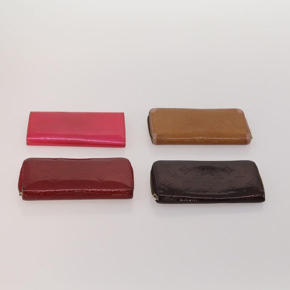 LOUIS VUITTON Monogram Vernis Matte Wallet 10 Set Black Red LV Auth CB285