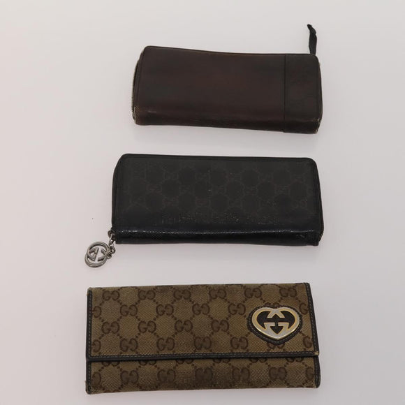 GUCCI GG Canvas Wallet Leather PVC 10 Set Black Beige Red Auth CB286
