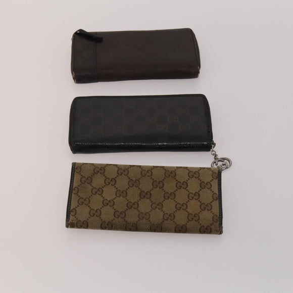 GUCCI GG Canvas Wallet Leather PVC 10 Set Black Beige Red Auth CB286