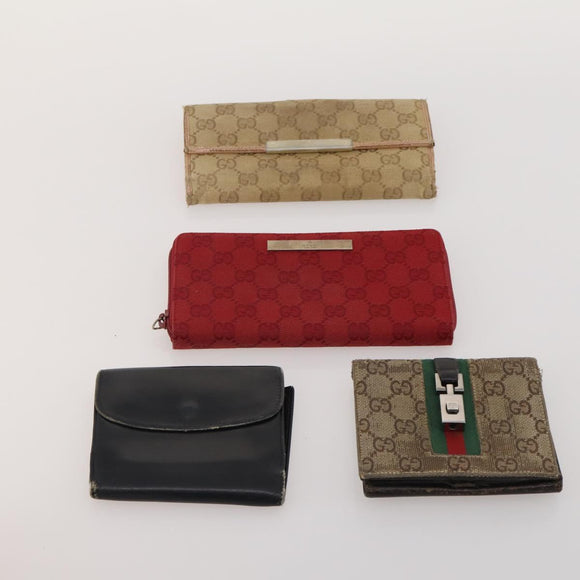 GUCCI GG Canvas Wallet Leather PVC 10 Set Black Beige Red Auth CB286