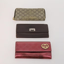 GUCCI GG Canvas Wallet Leather PVC 10 Set Black Beige Red Auth CB286-2