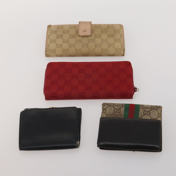 GUCCI GG Canvas Wallet Leather PVC 10 Set Black Beige Red Auth CB286