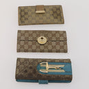 GUCCI GG Canvas Wallet Leather 10 Set Black Beige pink Auth CB287-10