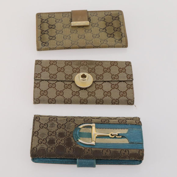 GUCCI GG Canvas Wallet Leather 10 Set Black Beige pink Auth CB287