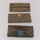 GUCCI GG Canvas Wallet Leather 10 Set Black Beige pink Auth CB287-11