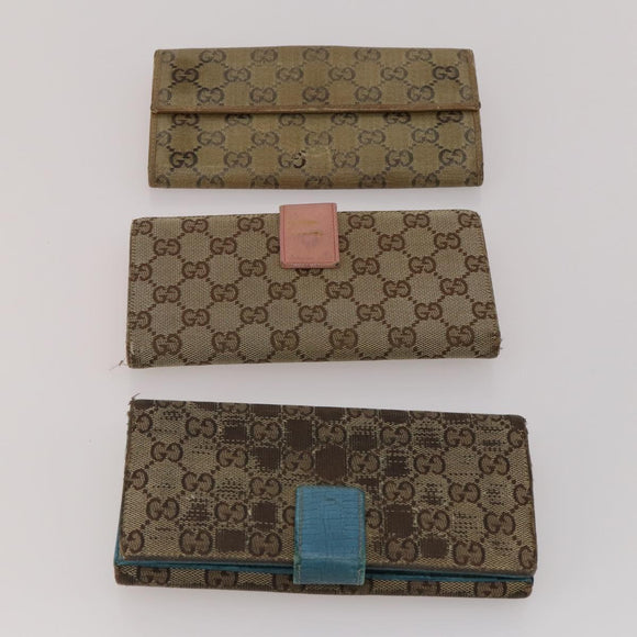 GUCCI GG Canvas Wallet Leather 10 Set Black Beige pink Auth CB287