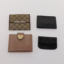 GUCCI GG Canvas Wallet Leather 10 Set Black Beige pink Auth CB287-18