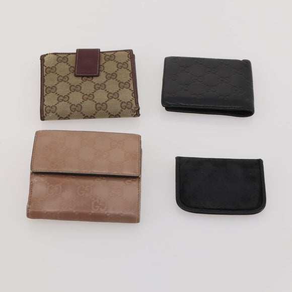 GUCCI GG Canvas Wallet Leather 10 Set Black Beige pink Auth CB287