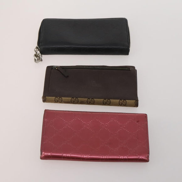 GUCCI GG Canvas Wallet Leather 10 Set Black Beige pink Auth CB287