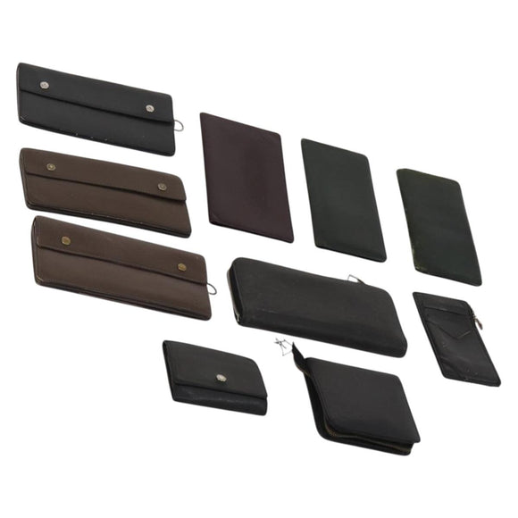 LOUIS VUITTON Taiga Wallet 10 Set Black Green Brown LV Auth CB289