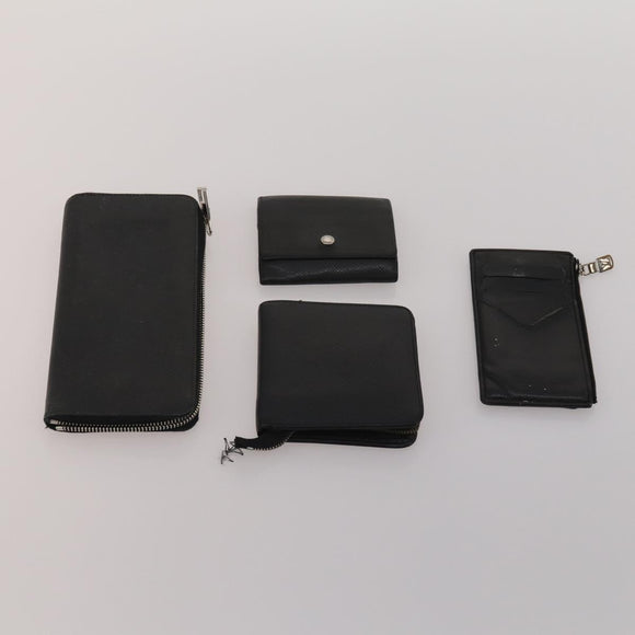 LOUIS VUITTON Taiga Wallet 10 Set Black Green Brown LV Auth CB289