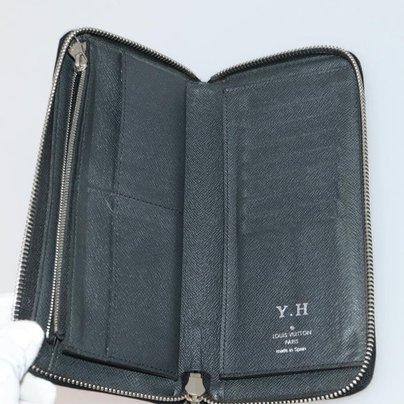 LOUIS VUITTON Taiga Wallet 10 Set Black Green Brown LV Auth CB289