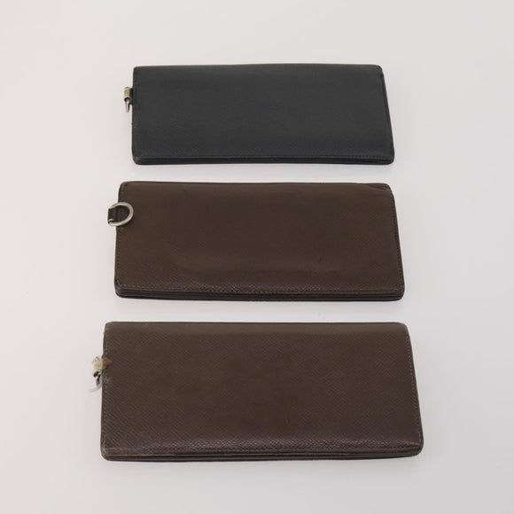 LOUIS VUITTON Taiga Wallet 10 Set Black Green Brown LV Auth CB289