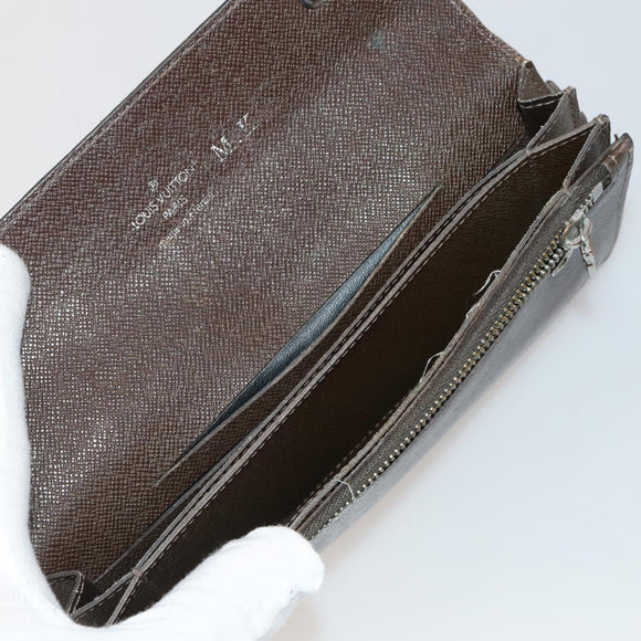 LOUIS VUITTON Taiga Wallet 10 Set Black Green Brown LV Auth CB289