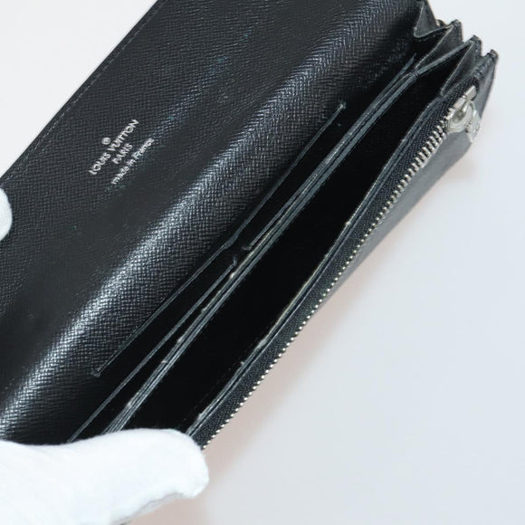 LOUIS VUITTON Taiga Wallet 10 Set Black Green Brown LV Auth CB289