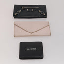 BALENCIAGA Wallet Leather 10 Set Black Beige Auth CB290-10
