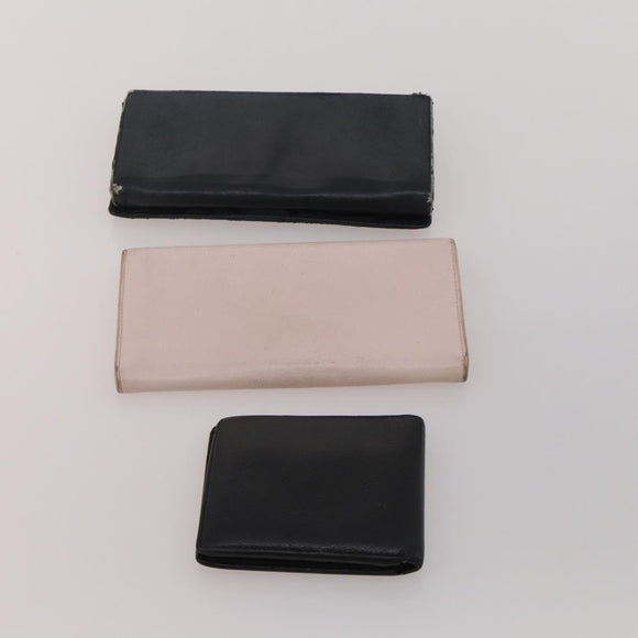 BALENCIAGA Wallet Leather 10 Set Black Beige Auth CB290