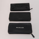 BALENCIAGA Wallet Leather 10 Set Black Beige Auth CB290-2