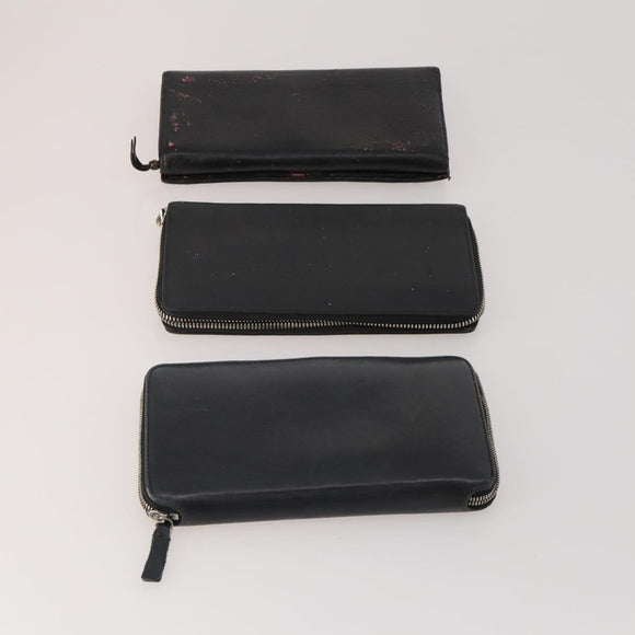 BALENCIAGA Wallet Leather 10 Set Black Beige Auth CB290
