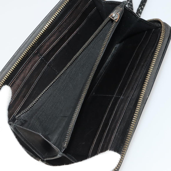 BOTTEGA VENETA INTRECCIATO Wallet Leather 10 Set Black Beige Auth CB291