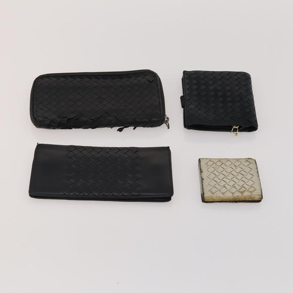 BOTTEGA VENETA INTRECCIATO Wallet Leather 10 Set Black Beige Auth CB291