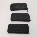 BOTTEGA VENETA INTRECCIATO Wallet Leather 10 Set Black Beige Auth CB291-3