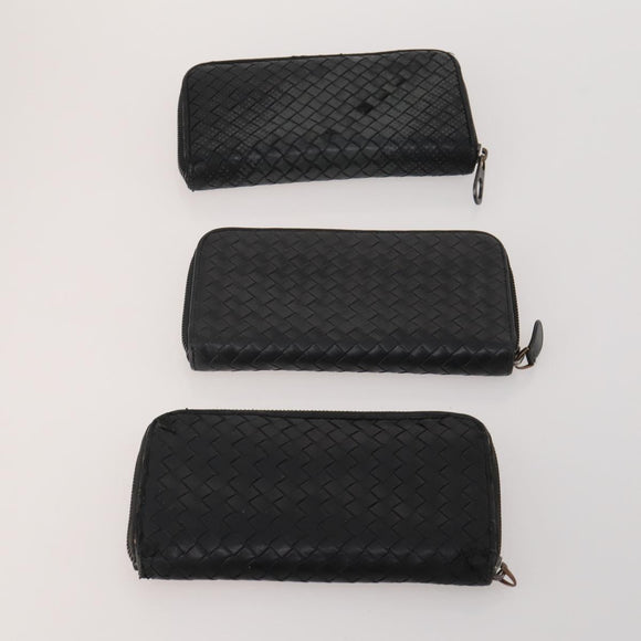 BOTTEGA VENETA INTRECCIATO Wallet Leather 10 Set Black Beige Auth CB291
