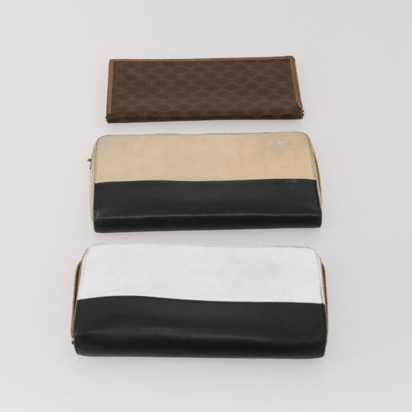CELINE Macadam Canvas Wallet Leather 10 Set Brown Beige Red Auth CB292