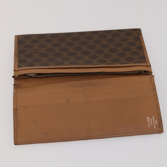 CELINE Macadam Canvas Wallet Leather 10 Set Brown Beige Red Auth CB292