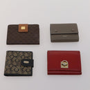 CELINE Macadam Canvas Wallet Leather 10 Set Brown Beige Red Auth CB292-16