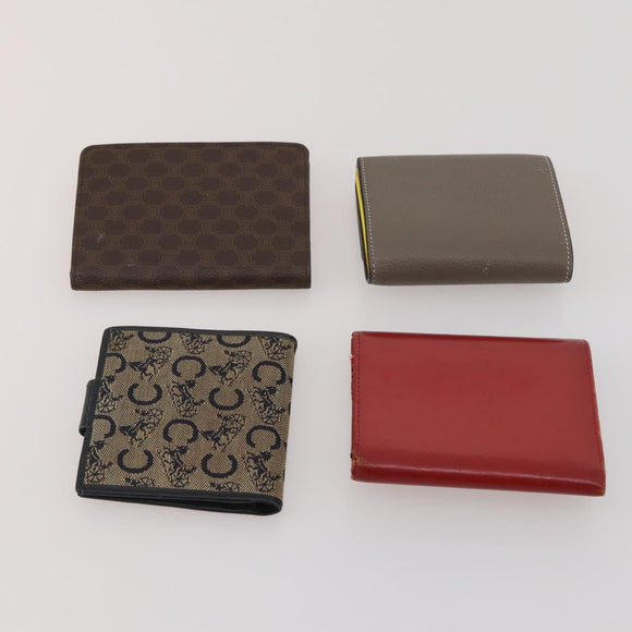 CELINE Macadam Canvas Wallet Leather 10 Set Brown Beige Red Auth CB292