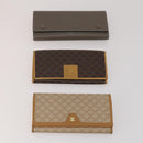 CELINE Macadam Canvas Wallet Leather 10 Set Brown Beige Red Auth CB292-2