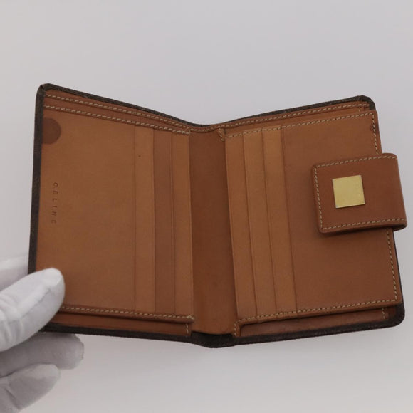 CELINE Macadam Canvas Wallet Leather 10 Set Brown Beige Red Auth CB292