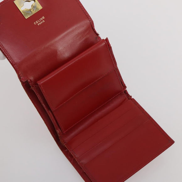 CELINE Macadam Canvas Wallet Leather 10 Set Brown Beige Red Auth CB292