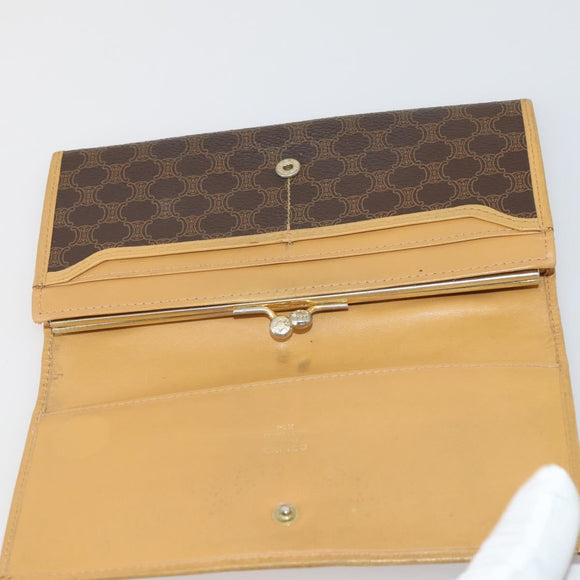 CELINE Macadam Canvas Wallet Leather 10 Set Brown Beige Red Auth CB292