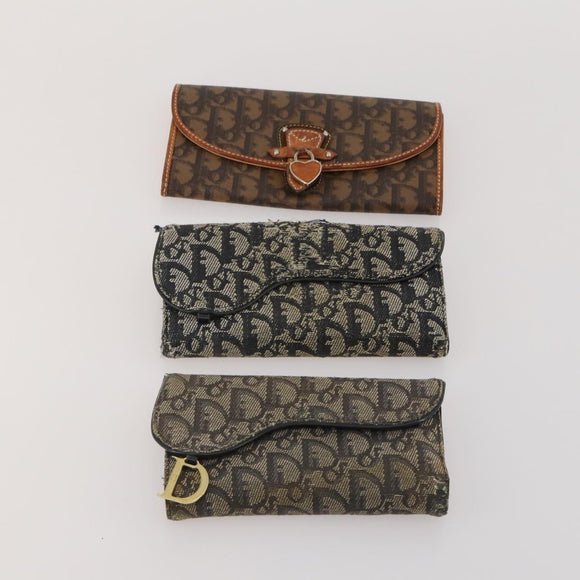 Christian Dior Trotter Canvas Wallet Leather PVC 10 Set Black Red Auth CB293