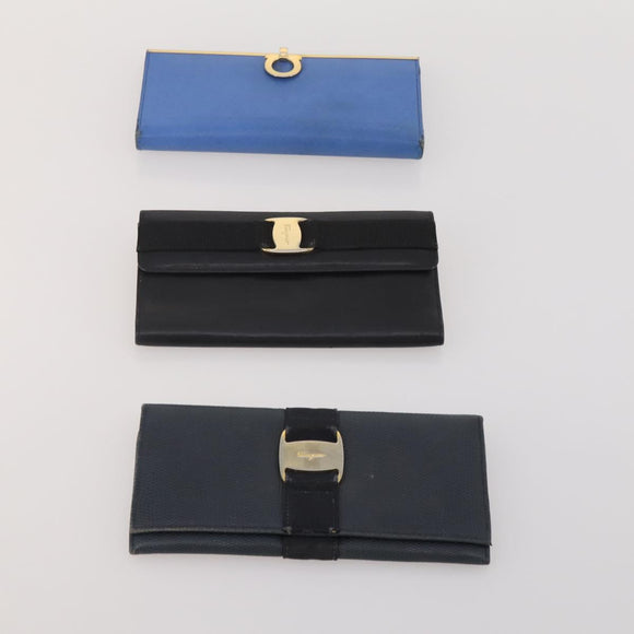 Salvatore Ferragamo Wallet Leather 10 Set Black Brown Red Auth CB294