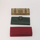 BURBERRY Nova Check Wallet Canvas Leather 10 Set Red Beige Green Auth CB295-2