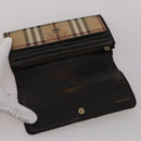 BURBERRY Nova Check Wallet Canvas Leather 10 Set Red Beige Green Auth CB295-26