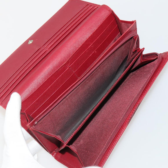 BURBERRY Nova Check Wallet Canvas Leather 10 Set Red Beige Green Auth CB295