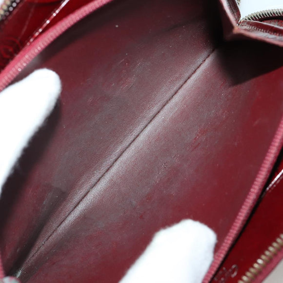 CARTIER Wallet Leather 10 Set Black Bordeaux pink Auth CB296