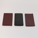 CARTIER Wallet Leather 10 Set Black Bordeaux pink Auth CB296-12