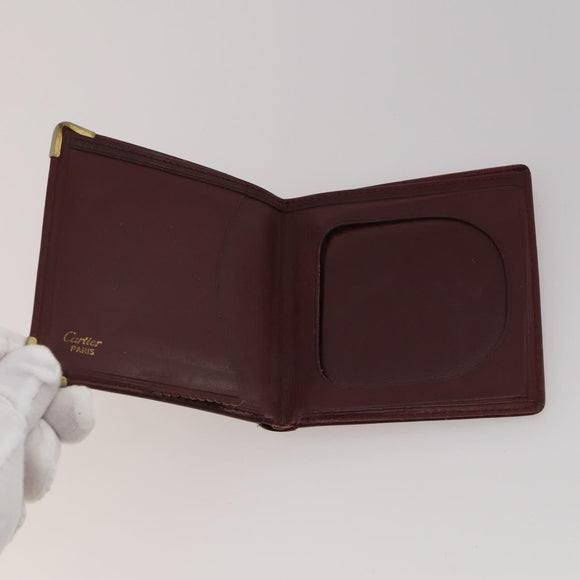 CARTIER Wallet Leather 10 Set Black Bordeaux pink Auth CB296