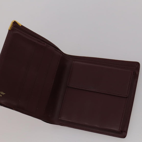 CARTIER Wallet Leather 10 Set Black Bordeaux pink Auth CB296